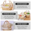 Picnic Basket Small Wicker with Handle Table Storage Baskets Flower Girl Ivory Woven Hanging 5