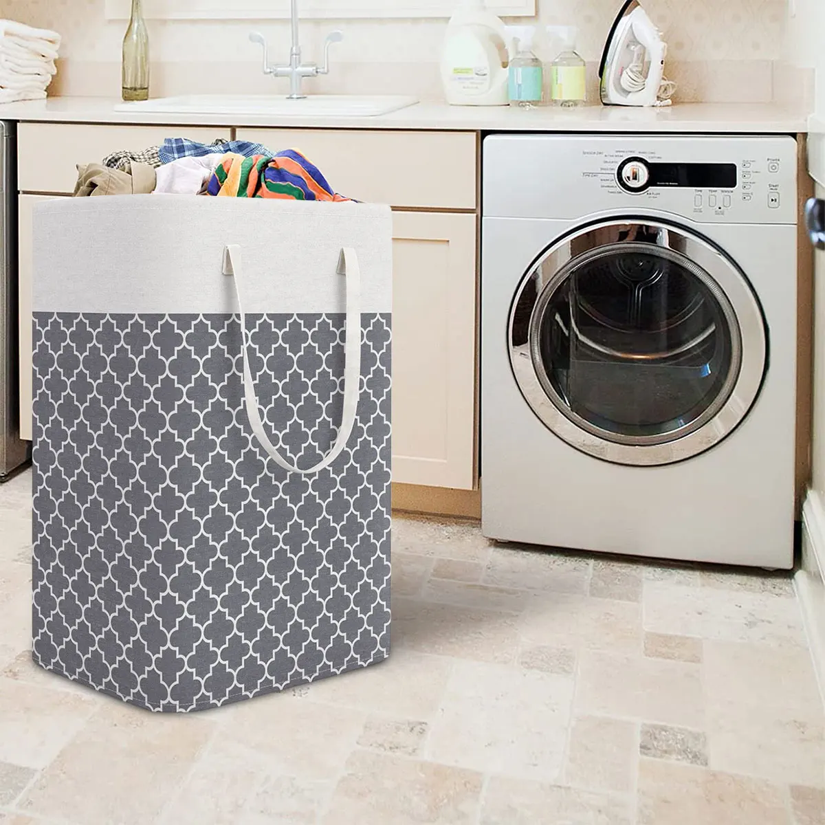 Foldable Cotton Linen Laundry Basket for Home Storage