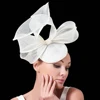 New Ladies Royal Blue Bridal Derby Pillbox Hats With Bowknot Flower Imitation Sinamay Hat Women Wedding Hair Accessories SYF774 3