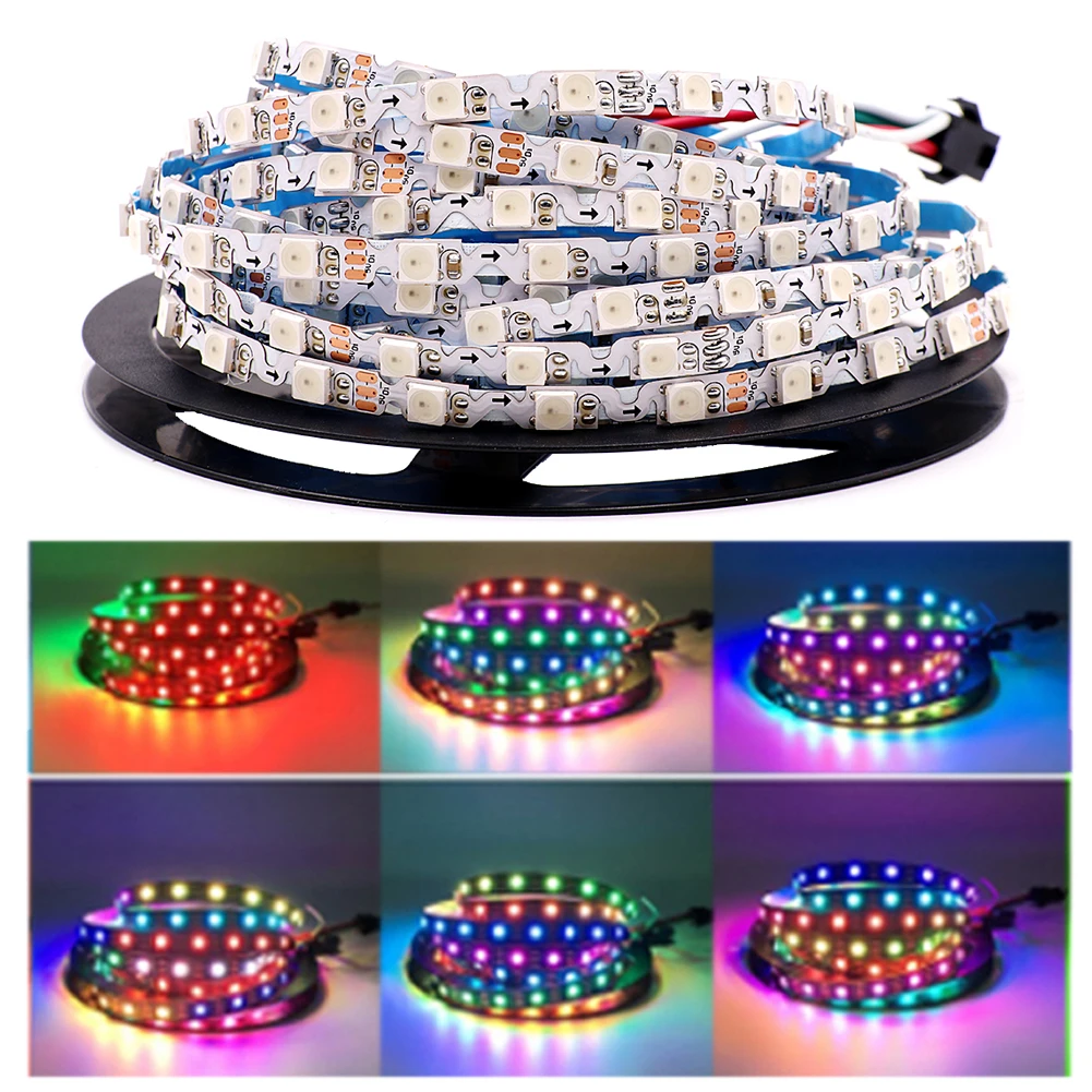 Пиксельная светодиодная ленсветильник WS2812B RGB, 5 в постоянного тока, 30 светодиодов, 60 светодиодовм, S-образная, Адресуемая гибкая лента, веревка, полный цвет, 125 м, WS2812 IC (art.: 3920bcdc4e19c) - 3920bcdc4e19c
