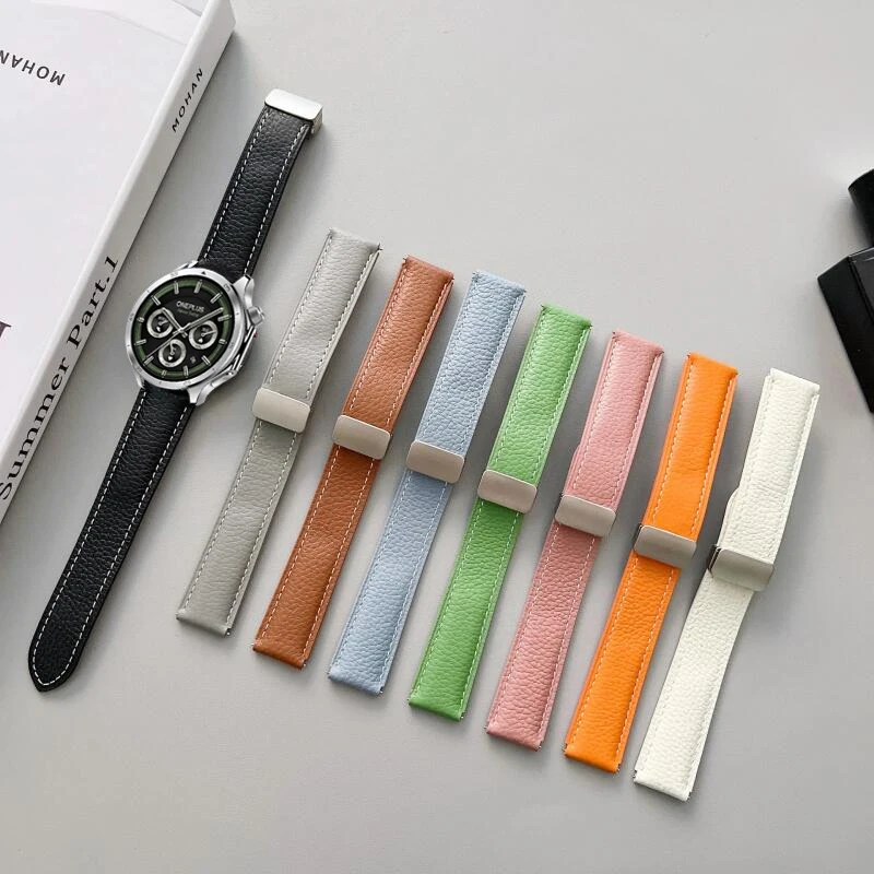 Premium 22mm Leather Loop Band with Magnetic Buckle - Elegant Strap Bracelet