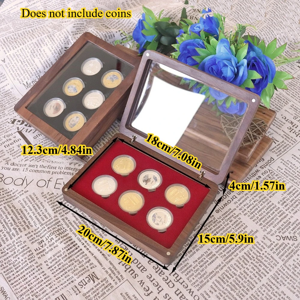 Black Walnut Wood Commemorative Coin Storage Box Gift Packaging Wooden Collection Box
