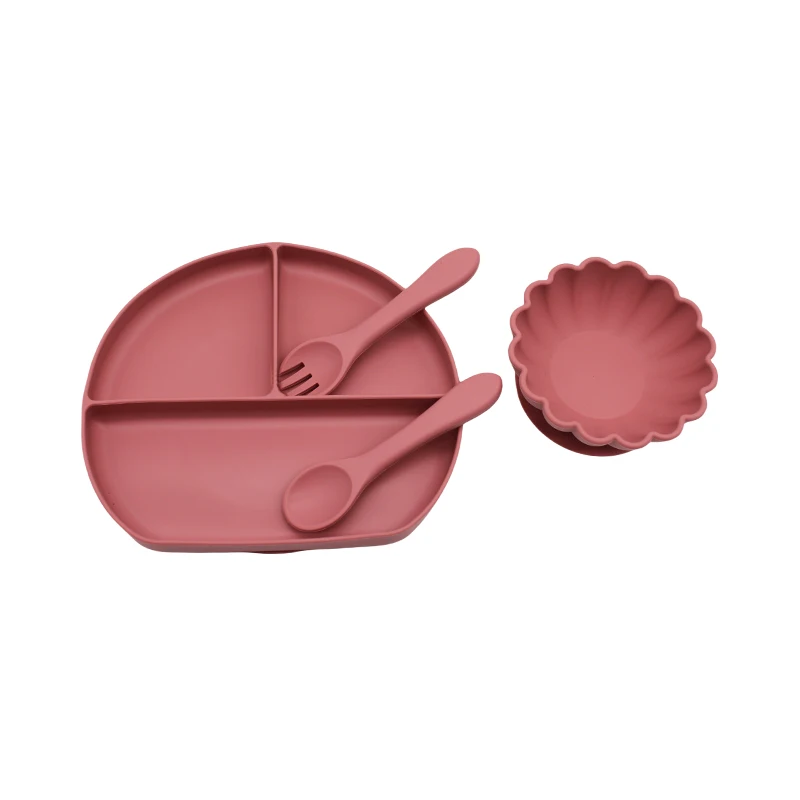 Children's Dinner Plate Compartment Tray Infant Suction Cup Autonomous Eating Training Bowl and Plate Complementary Tableware