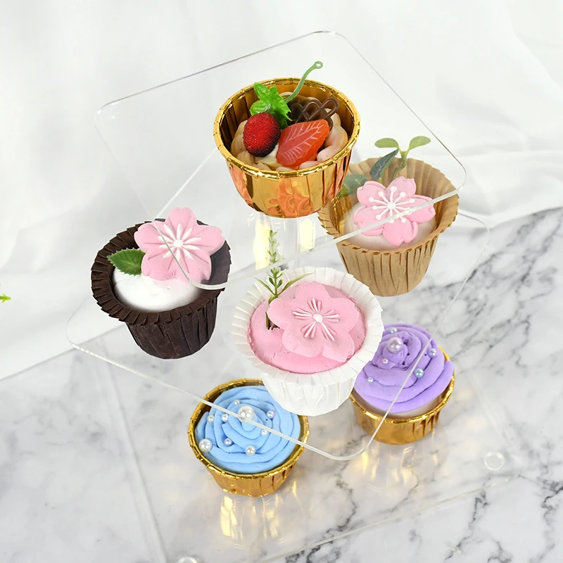 

3 уровня, Прозрачный квадратный акриловый держатель для торта, 1 набор