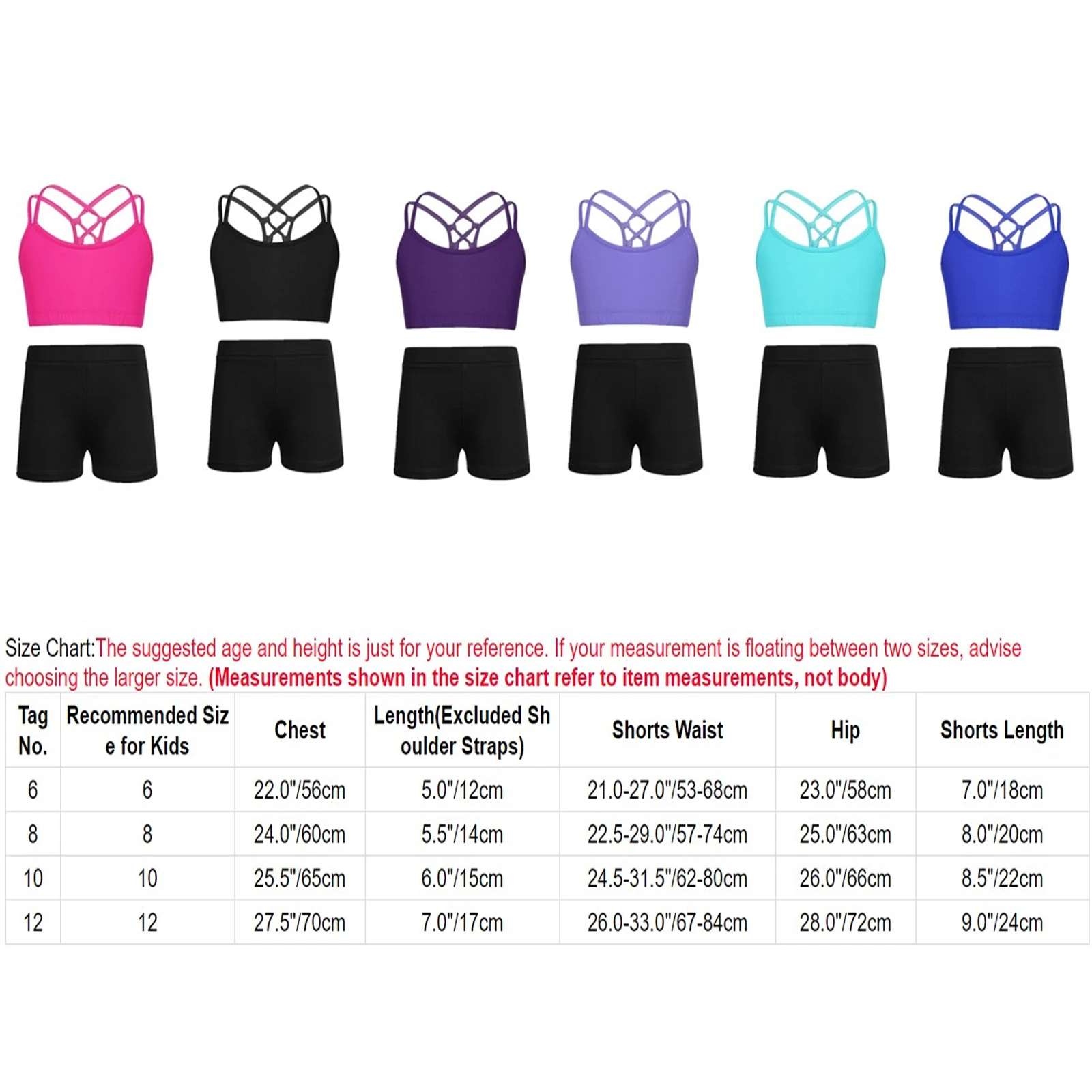 Kids Girls 2 Piece Activewear Set Strappy Sport Bra And Booty Short for Ballet Dancing Tumbling Athletic Gymnastics Workout