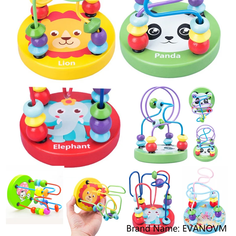 

Five Styles Baby Montessori Educational Math Toy Wooden Mini Circles Bead Wire Maze Roller Coaster Abacus Puzzle Toys For Kids