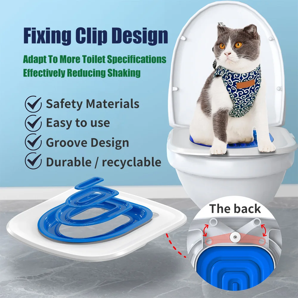 Cat Toilet Trainer Reusable Training Toilet for Pet Cat Detachable Plastic Potty Training Kit Litter Box Mat Accessories
