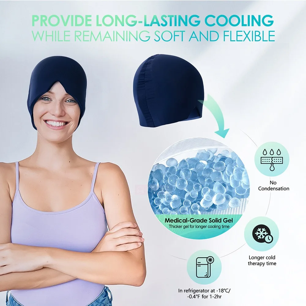 

Medical Hot Cold Therapy Headache Migraine Relief Cap Wearable Therapy Wrap Pressure Pain Relief Hat Eye Masks Head Massager New