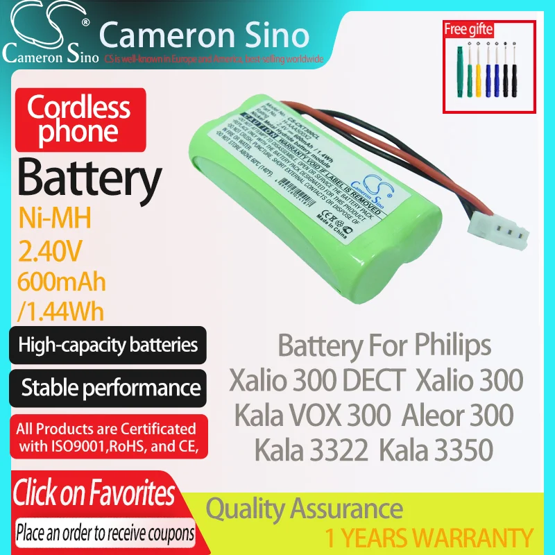 Batteria Cameronsino Per Philips Xalio 300 Dect Kala Vox 300 Xalio 300 Aleor 300 Tu3351 Per Batteria Telefono Cordless Gp