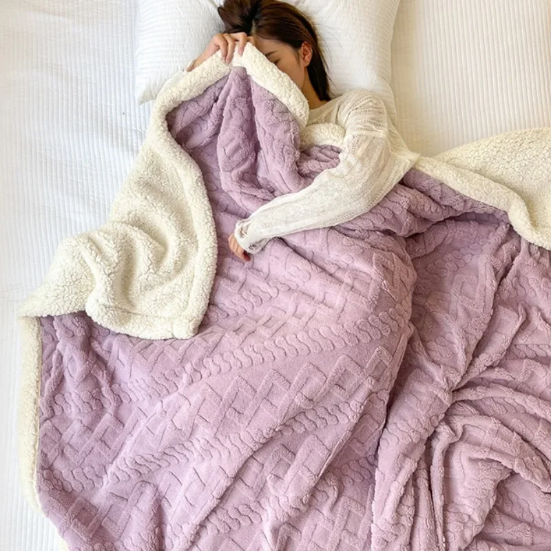 Coral Velvet Blanket Wool Blanket Nap Sofa Cover Blanket Office Thickened Coral Velvet Flannel Lamb Shawl Air Conditioning Small