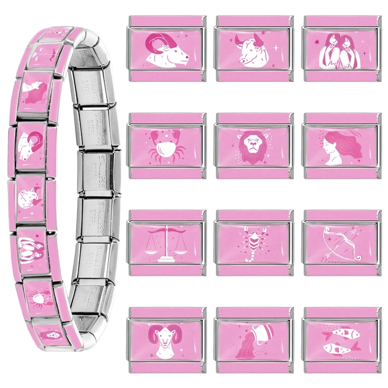 Pink 12 Constellations Jewelry Fit Women