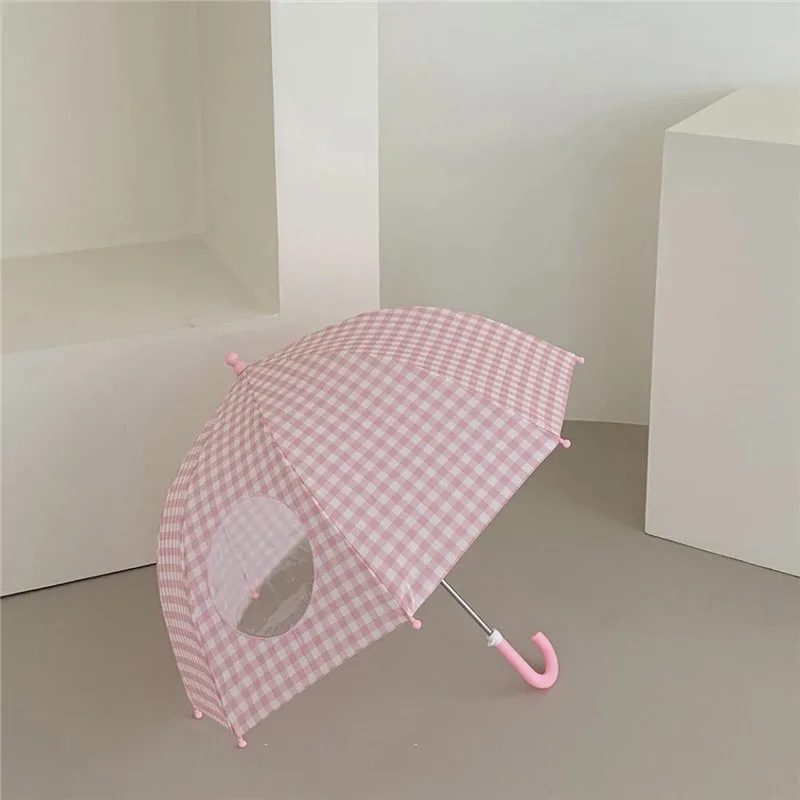 Retro plaid children's umbrella, cute baby street photo, small fresh umbrella