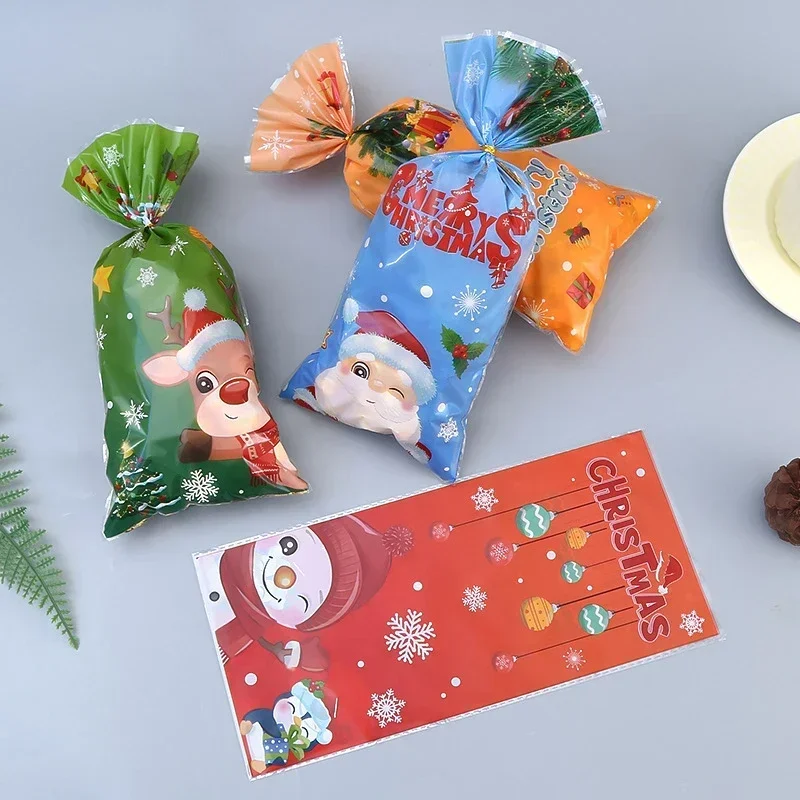 10/20/50pcs Santa Claus Snowman Mixed Candy Bags Plastic Gift Bag Merry Christmas Home Decor For Christmas New Year Party gift bags christmas gift bags christmas candy packaging
