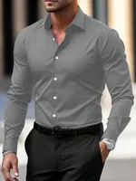 Chemise habillée homme infroissable à manches longues coupe ajustée, respirante, pour affaires, décontractée ou formelle, idéale pour mariage et fête 5