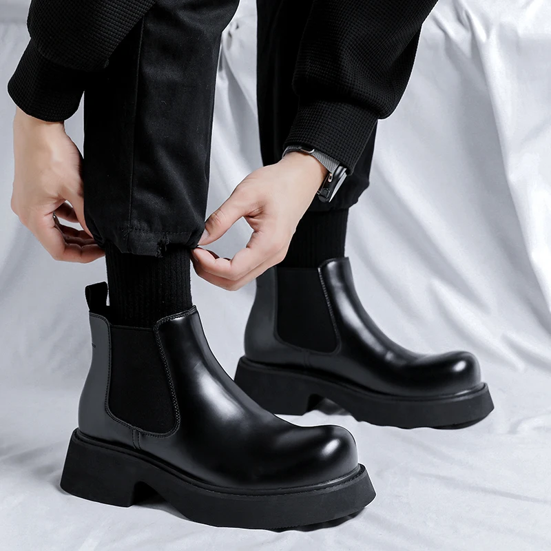 

Trendy Brand Men's Boots Classcis Business Chelsea Boots Black Casual Short Vintage Designer Ankle Boots Leather Formal Boats