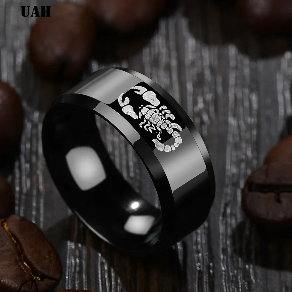 UAH Punk Scorpion Stainless Steel Male Retro Ring Scorpion Pattern Stainless Steel Titanium Rings for Men Jewelry 5