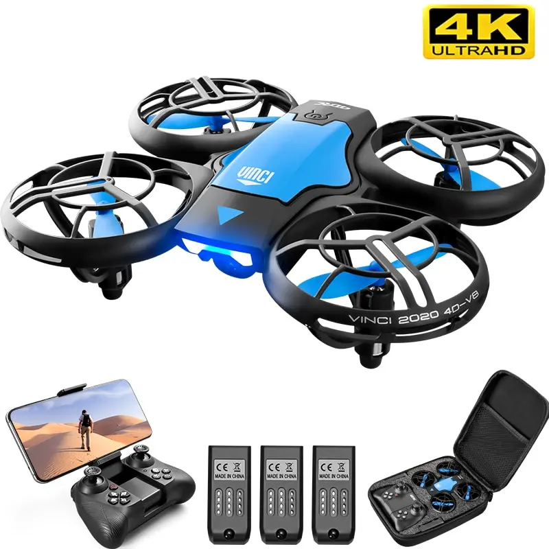 V8 New Mini Drone 4K 1080P HD Camera Drones WiFi Fpv Air Pressure Height Maintain Foldable Quadcopter RC Dron Toy Gift drone quadcopter