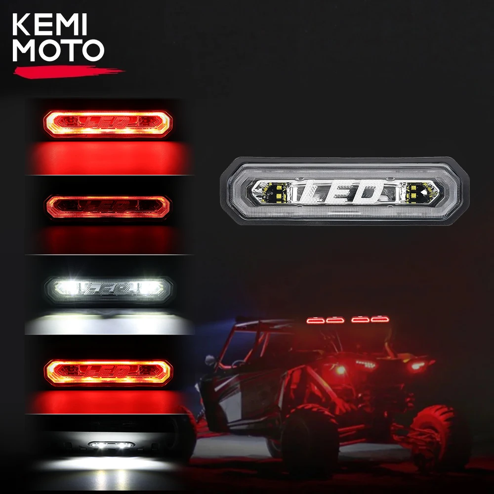 KEMIMOTO UTV 체이스 LED 테일 라이트, 캔암 매버릭 X3 용 브레이크 라이트, 폴라리스 RZR 1000 XP 800 900 호환, 1.75-2 인치, 5 가지 모드