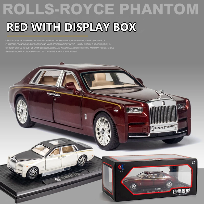 LQZCXMF Simulation Rolls-Royce Model Car 1/24 Scale Sound and Light Alloy Die-Casting Car Model Rubber Tire Pull Back Car Boy Toy Car Desk Decoration is A Gift for Teenagers