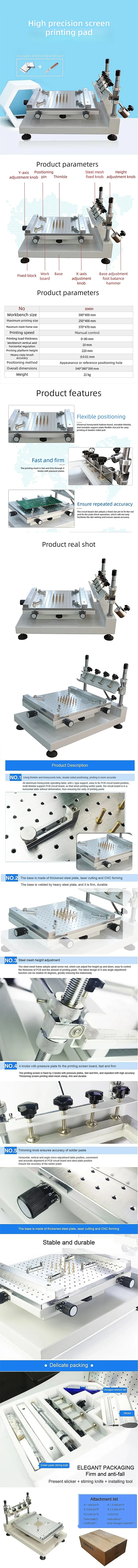 JH High Precision 3040 PCB Manual Solder Paste Stencil Screen Printer for SMT As