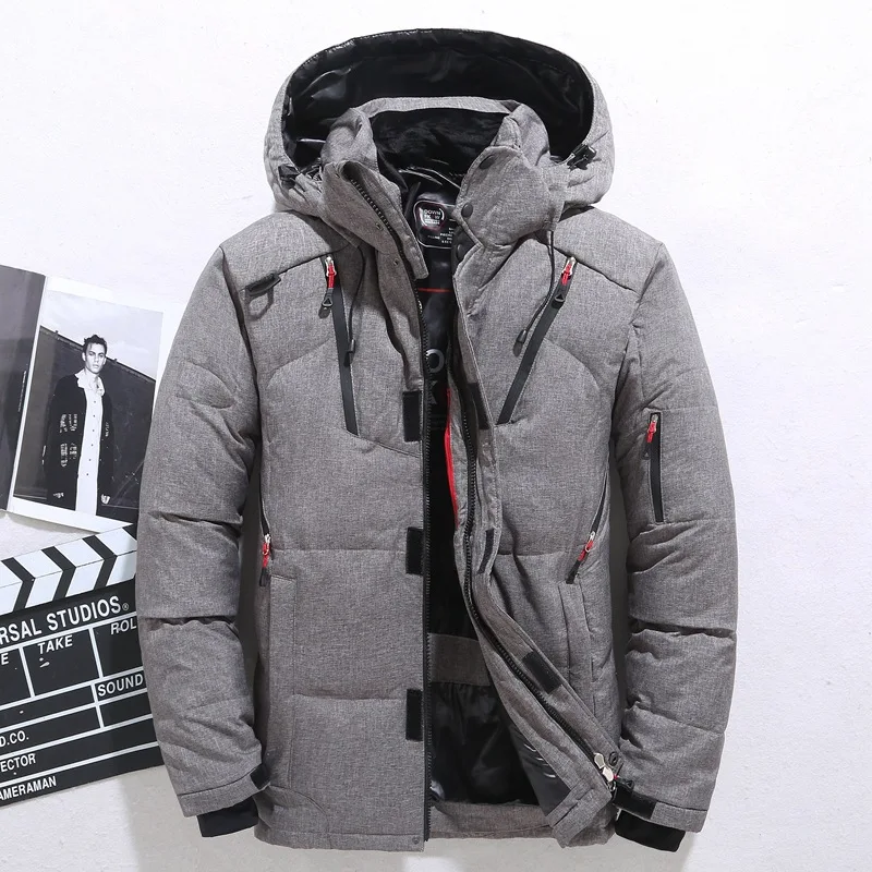 Piumino da uomo-20 gradi parka invernale maschile piumino d'anatra bianco con cappuccio cappotto da neve imbottito caldo e spesso all'aperto oversize M-4XL 3