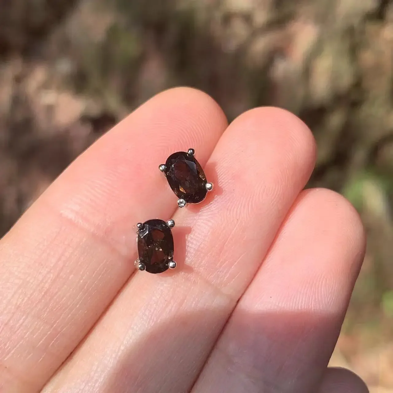 5*3MM Natural Smoky Crystal quartz Stud Earrings For Women Stone 925 Sterling Silver Vintage Gift Prevent Allergy Fine Jewelry