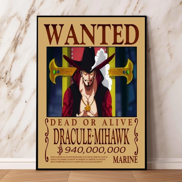 One Piece Anime Wanted Poster  Mihawk One Piece Products - Animation  Derivatives/peripheral Products - Aliexpress