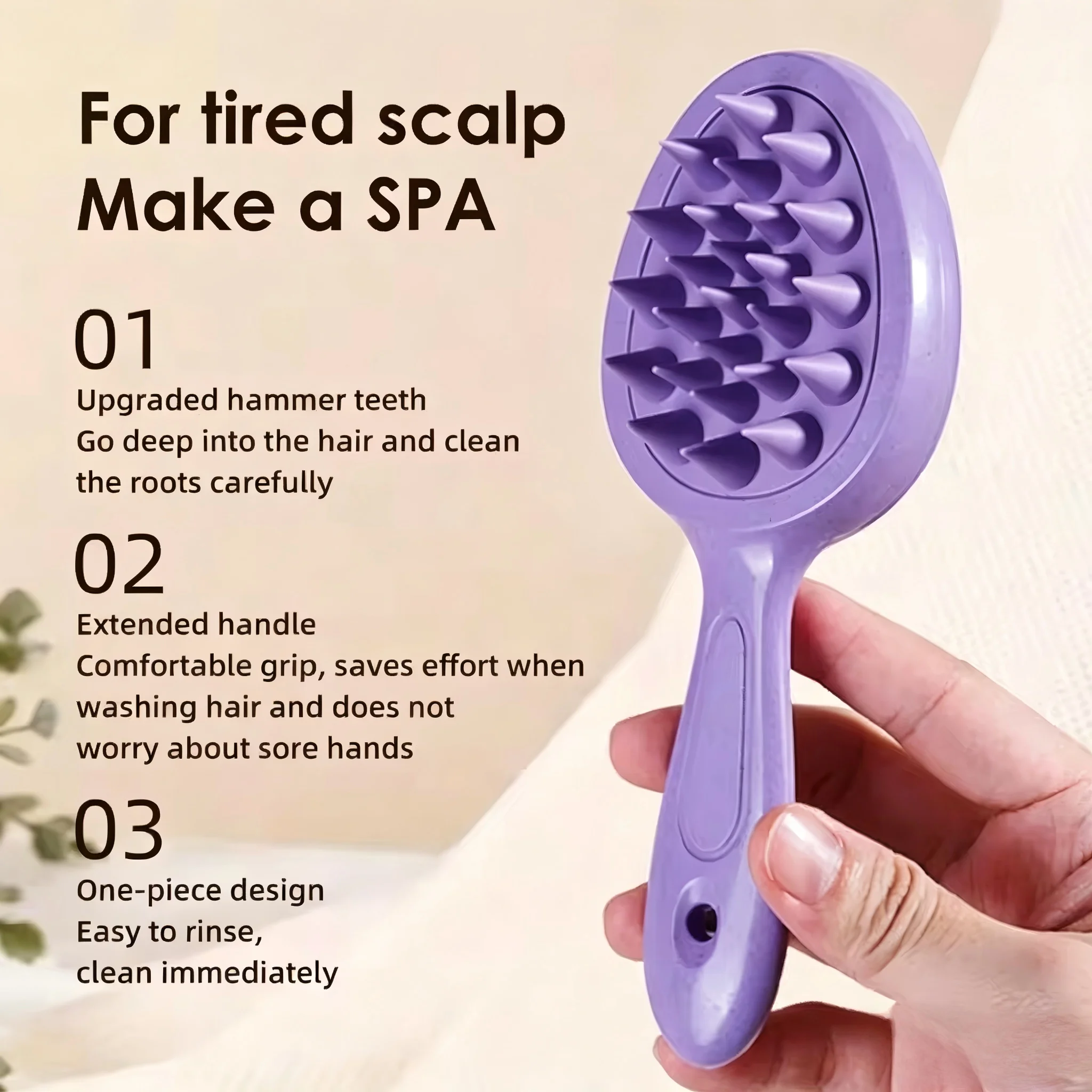 Massaggiatore per Cuoio Capelluto 2 in 1, Spazzola per Shampoo a Doppia Faccia, Pettine in Silicone per Crescita dei Capelli e Rimozione della Forfora, Uso su Capelli Bagnati o Asciutti - immagine 3