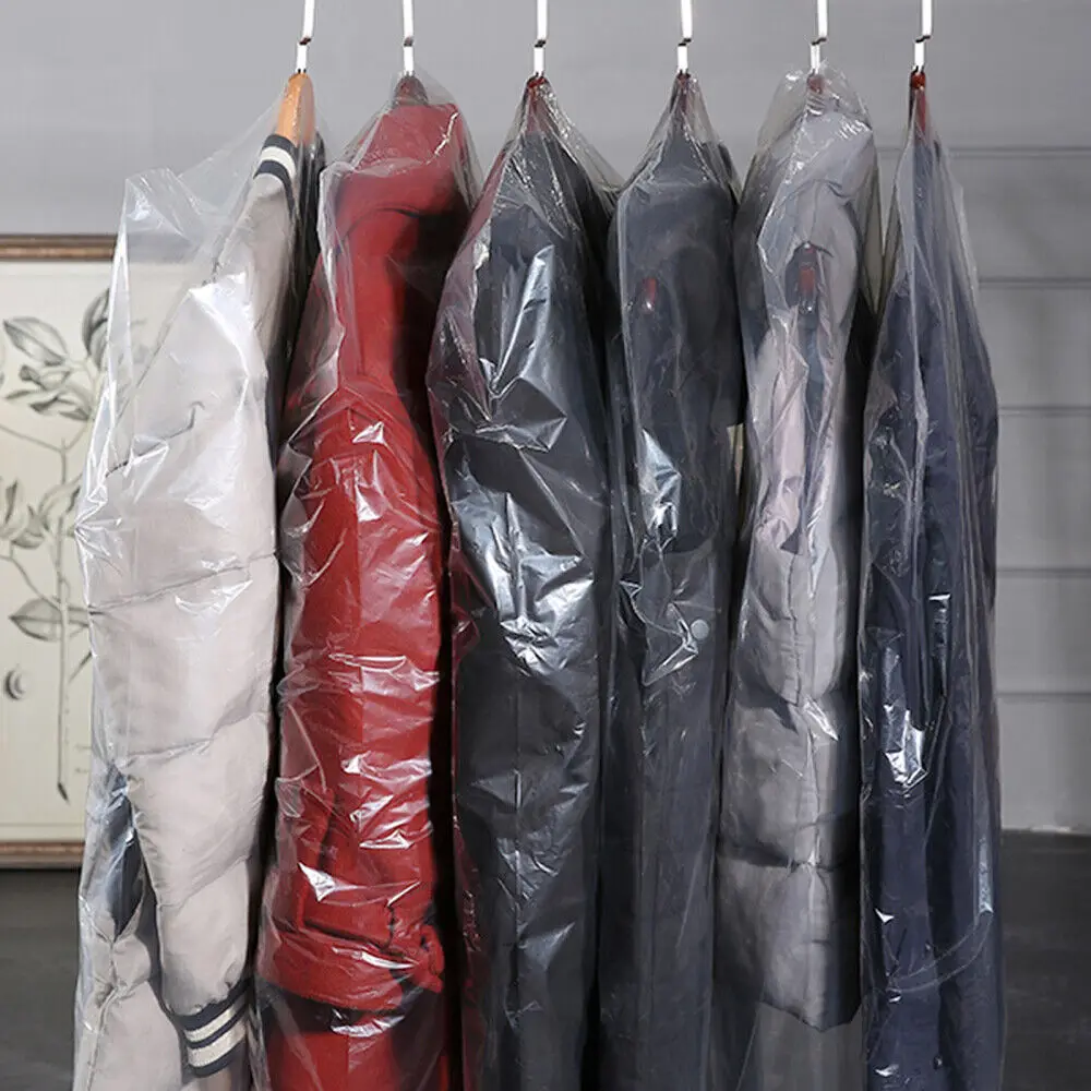 10/50/100Pcs Clear Plastic Garment Covers Dust-Proof Waterproof Clothing Covers Cleaner Bags 100x60cm Home Coat Suit Protector garment covers