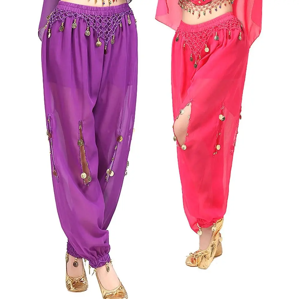 

1pcs Belly Dancing Trousers Women Chiffon Bloomers Shiny Sequins Tassels Dancing Pants Show Costumes