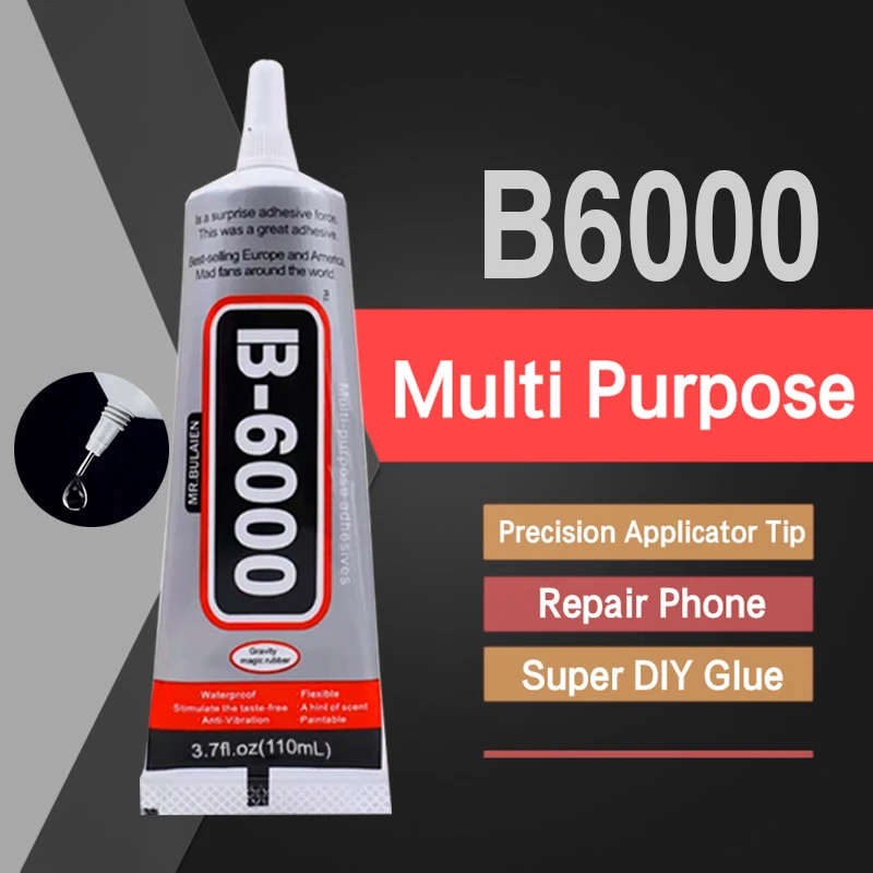 

110ML B6000 Multi Purpose Adhesive Repair Phone Back Cover Diamond Handicrafts DIY Strong Glue B-6000 Precision Applicator Tip