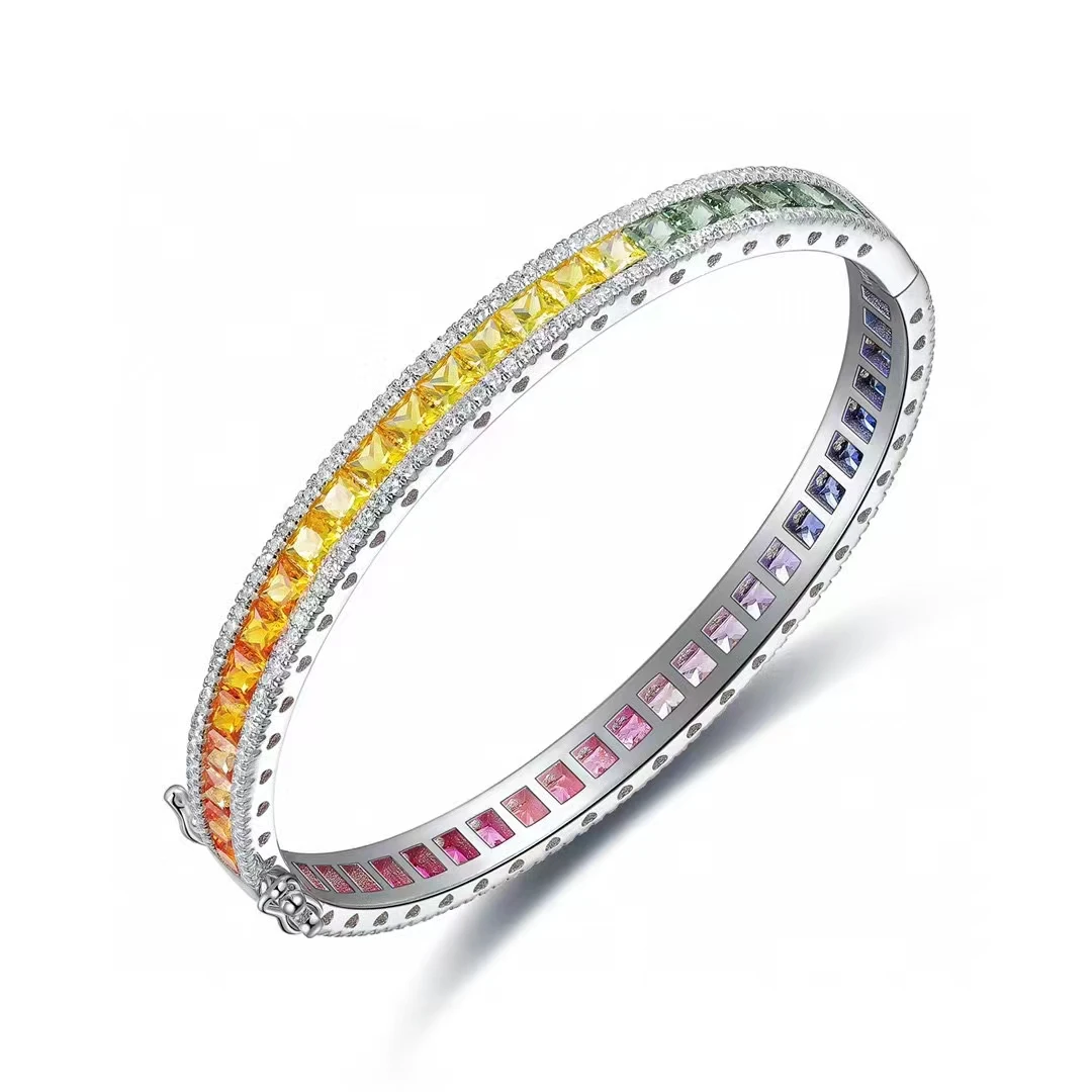 

Diamond Bracelets for Women Sterling 925 Silver Corundum Rainbow Color Beads Fashion Jewelry Free Shipping Hot Sale 2022