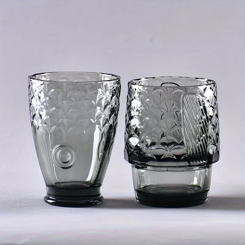 4 Piece Stylish Koi Fish Shaped Drinking Design Stackable Glass Water Cups Set
