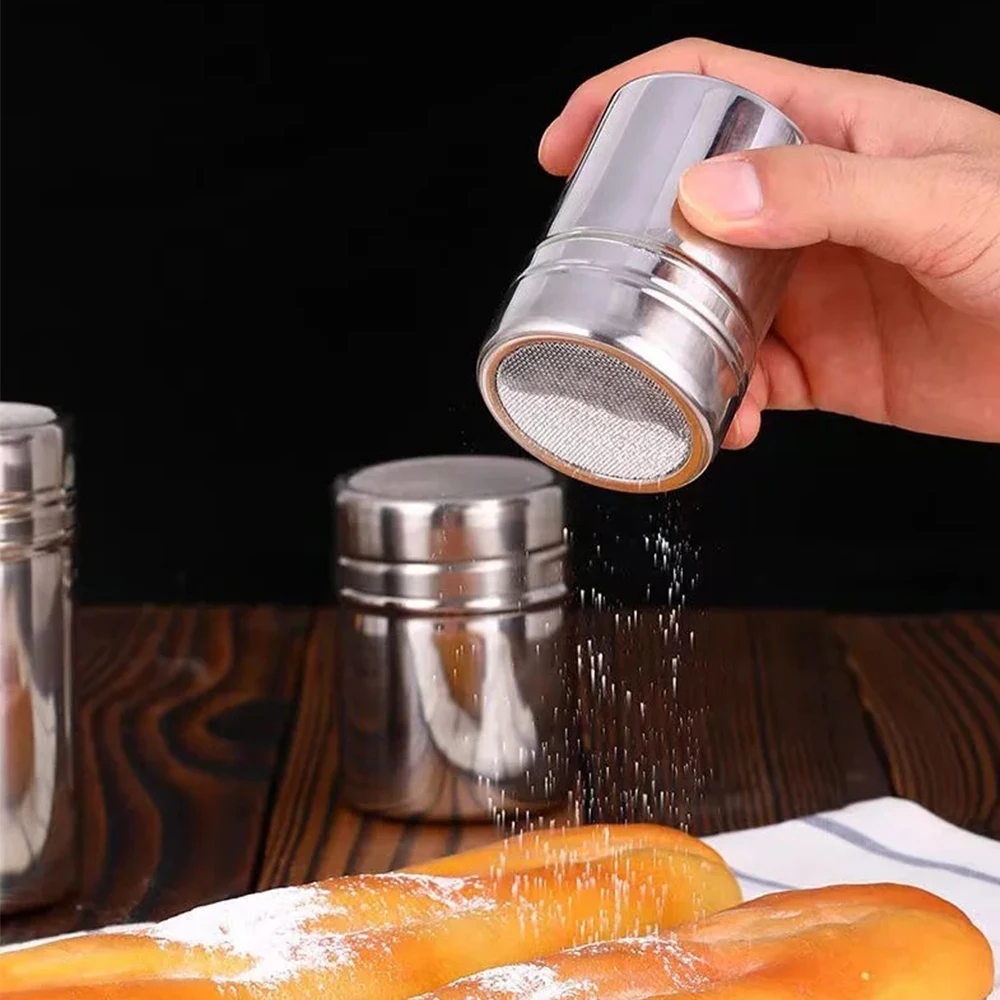 Stainless Steel Coffee Shaker Cocoa Chocolate Flour Powdered Sugar Sieve Filters Foam Spray Kitchen Cake BBQ KitchTools With Lid