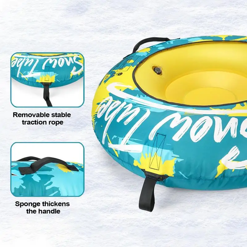 Inflatable Sled For Kids Inflatable Winter Sled Tube Heavy Duty Snow Ski Tube For Outdoor Sledding With Thickened Handles And