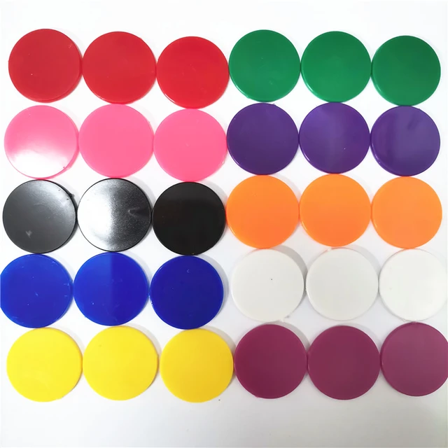 Lot 50 jetons plastiques multicolores 3 cm pour jeu de société