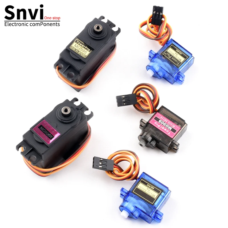 Snvi SG90 MG90S MG945 MG995 MG996 Servomotor, geeignet für Arduino UNO DIY Roboterarm, Hubschrauber, Schiffsmodell, Metall-/Kunststoffgetriebe