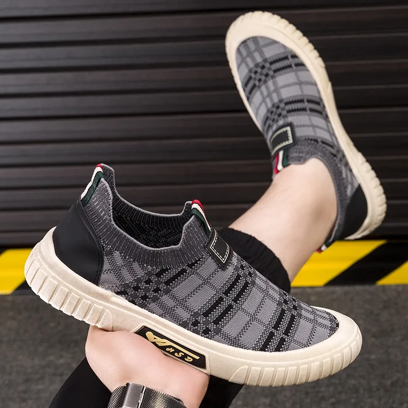 New Slip-on Loafers Mesh Breathable Men Shoes Fashion Fitness Sneakers Male Outdoor Casual Socks Shoes Sports Walking Flats Shoe 6