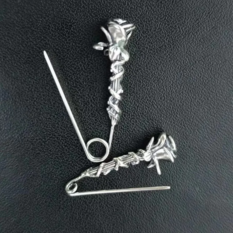 BOCAI-Broche en argent véritable S925 pour femme, épingle rose originale, vintage, chic, mode, accessoires simples, cadeau de Noël, nouveau