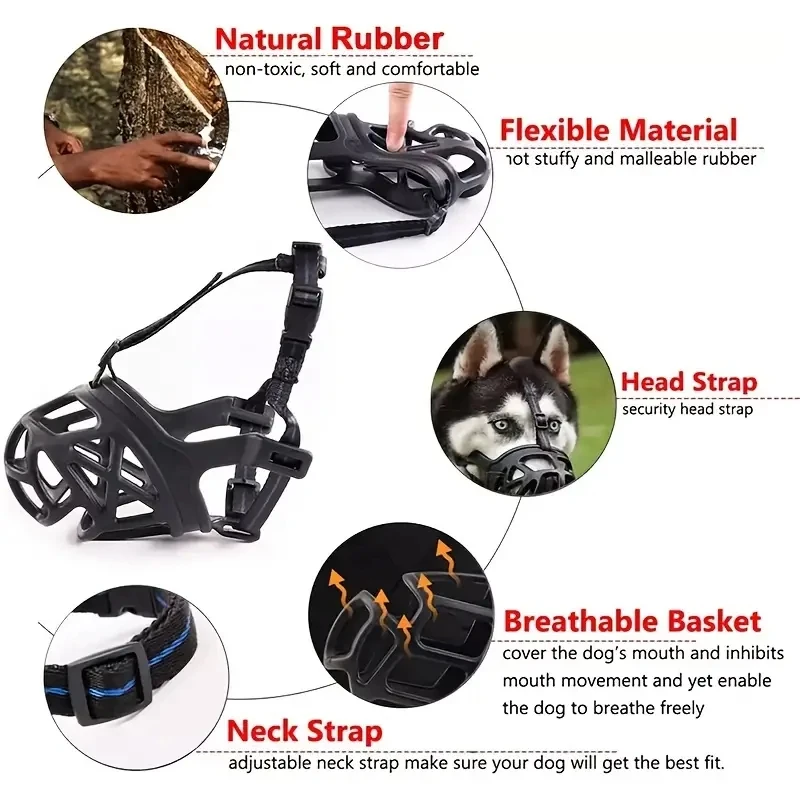 Breathable Bite-proof Dog Mouth Cover Adjustable to Prevent Barking and Eating