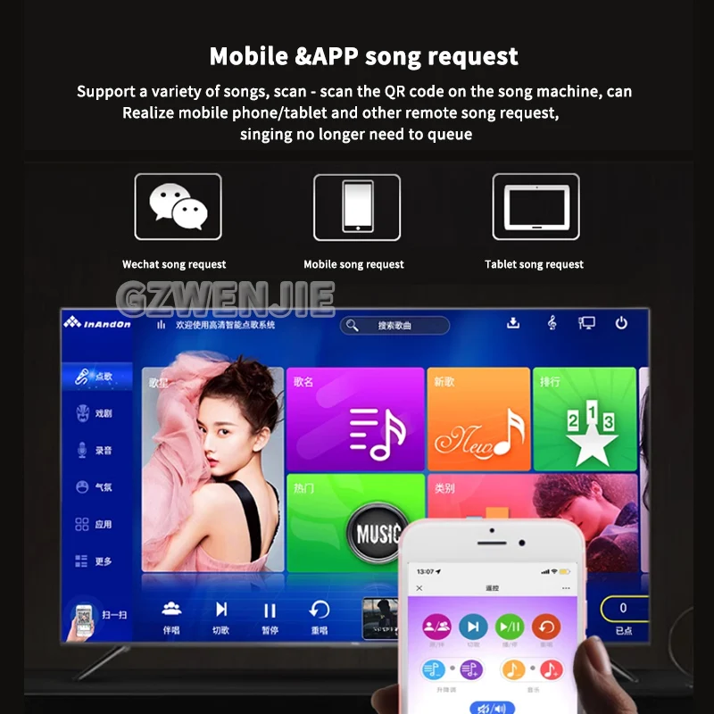 Karaoke Machine Chinese 19.5 inch Touch Screen 1.3W Cloud Song 4K Output Real-time Score Recording 1TB/2TB/3TB