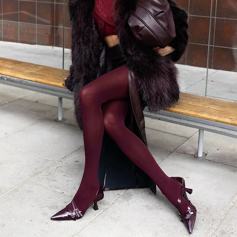 Description Picture 5 of itemTARUXY Red Tights Women Winter See Through  Slim Lingerie Women's Pantyhose New Lingerie Lace Leggings Bodys Sexy Socks Ladies