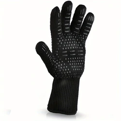 Heat-Resistant Fireproof BBQ and Oven Gloves (Black 130g men)