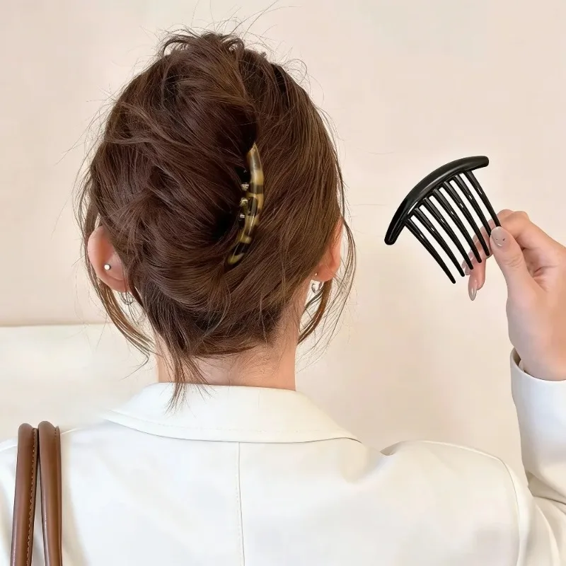 블랙 7 톱니 헤어 빗 쥬얼리 DIY 참 장식 여성용 심플 헤어핀 헤어 클립 바..