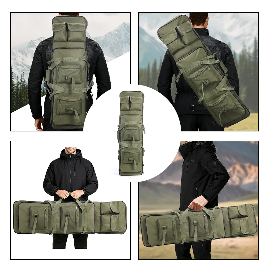 Zaino multifunzionale per attrezzatura da caccia all'aperto, borsa portaoggetti, spallacci regolabili, tasche multiple. - immagine 4