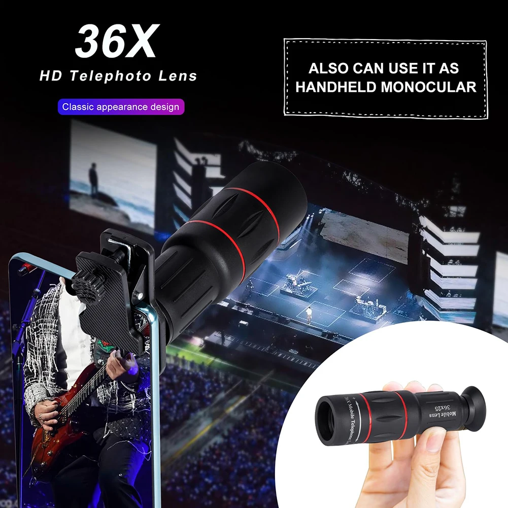 18/36/64X Telephoto Phone Lens Long Focus Zoom Cellphone Camera Lens Universal External Zoom Camera Lens for Android & iPhone