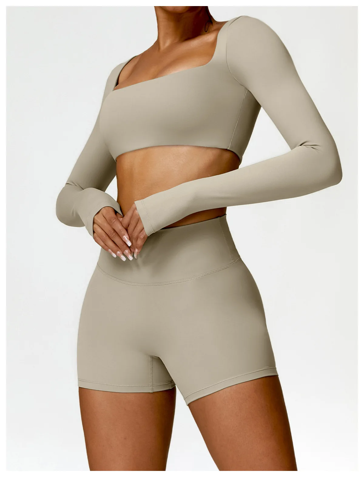 2PCS Women Tracksuit Yoga Set Sportswear Workout Athletic Wear Gym Legging Fitness Crop Top Long Sleeve Sports Suits Push Up