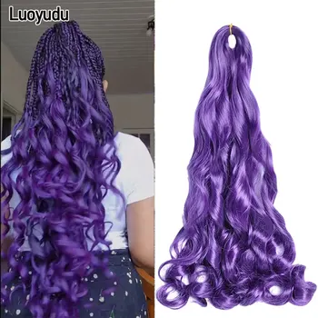 French Curl Braiding Hair 24”Synthetic Loose Wavy Braiding Hair Extensions French Curl Crochet Braids Hair Pre Stretched Bounc 1