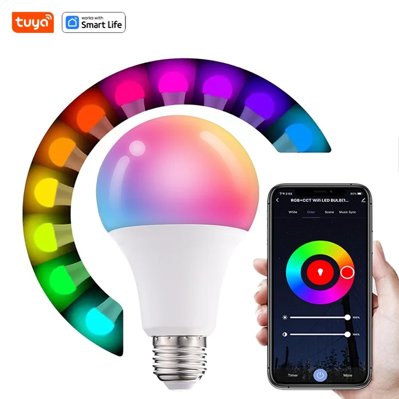 Tuya 블루투스 스마트 LED 전구 E27 RGB 220V 스마트 램프 거실 장식 파티 조명 스마트 라이프