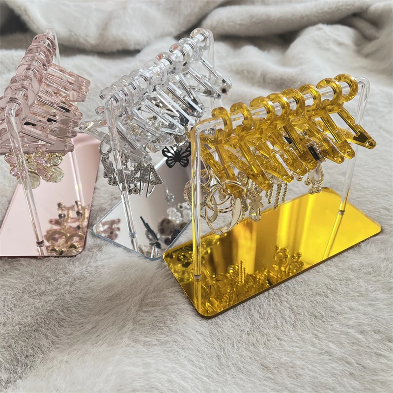 Coat Hanger Shape Acrylic Earring Display Stand Polymer Clay Soft Pottery Earrings Holders Tabletop Jewelry Display Organizers